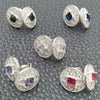 Arete Dormilona 02.398.0006 Plata Rodinada, Diseño de Flor, con Zirconia Cubica Blanca, Pulido, Tono Plateado