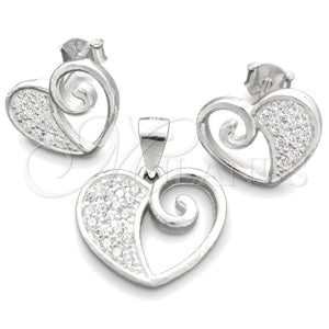 Juego de Arete y Dije de Adulto 10.398.0001 Plata Rodinada, Pulido, Tono Plateado