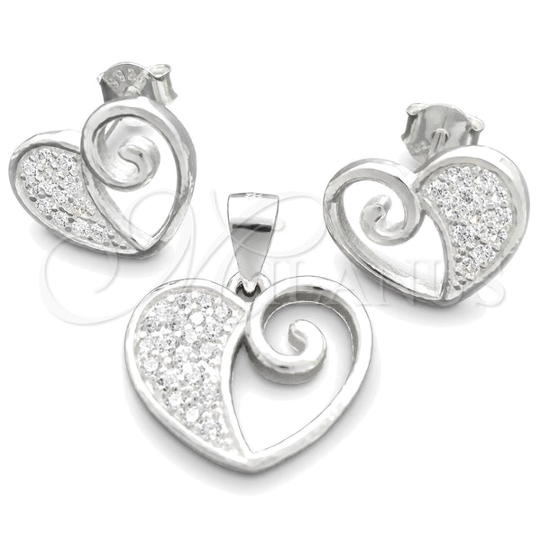 Juego de Arete y Dije de Adulto 10.398.0001 Plata Rodinada, Pulido, Tono Plateado