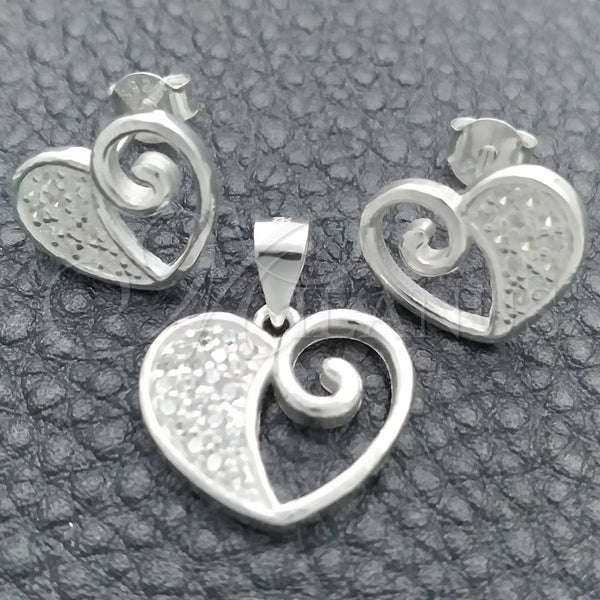 Juego de Arete y Dije de Adulto 10.398.0001 Plata Rodinada, Pulido, Tono Plateado