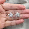 Arete Dormilona 02.398.0009 Plata Rodinada, Diseño de Flor, con Zirconia Cubica Blanca, Pulido, Tono Plateado