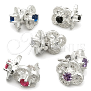 Arete Dormilona 02.398.0012 Plata Rodinada, Diseño de Flor, con Zirconia Cubica Blanca, Pulido, Tono Plateado