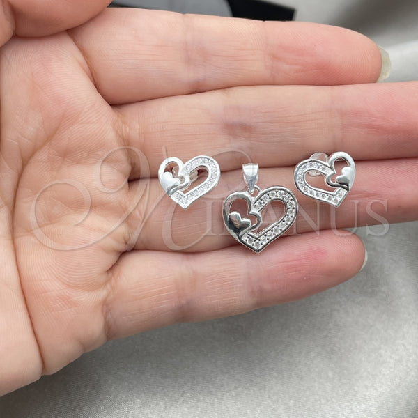Juego de Arete y Dije de Adulto 10.398.0004 Plata Rodinada, Pulido, Tono Plateado