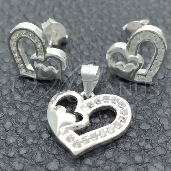 Juego de Arete y Dije de Adulto 10.398.0004 Plata Rodinada, Pulido, Tono Plateado