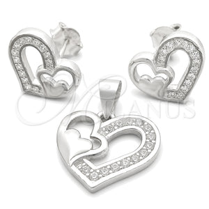Juego de Arete y Dije de Adulto 10.398.0004 Plata Rodinada, Pulido, Tono Plateado
