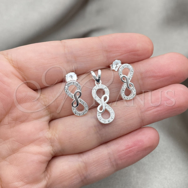Juego de Arete y Dije de Adulto 10.398.0006 Plata Rodinada, Pulido, Tono Plateado
