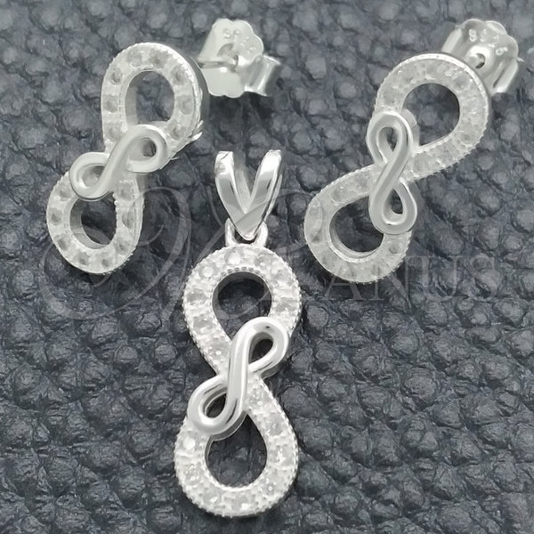 Juego de Arete y Dije de Adulto 10.398.0006 Plata Rodinada, Pulido, Tono Plateado