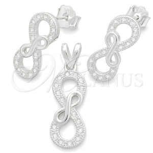 Juego de Arete y Dije de Adulto 10.398.0006 Plata Rodinada, Pulido, Tono Plateado