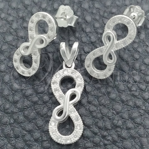 Juego de Arete y Dije de Adulto 10.398.0006 Plata Rodinada, Pulido, Tono Plateado
