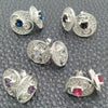 Arete Dormilona 02.398.0017 Plata Rodinada, Diseño de Flor, con Zirconia Cubica Blanca, Pulido, Tono Plateado