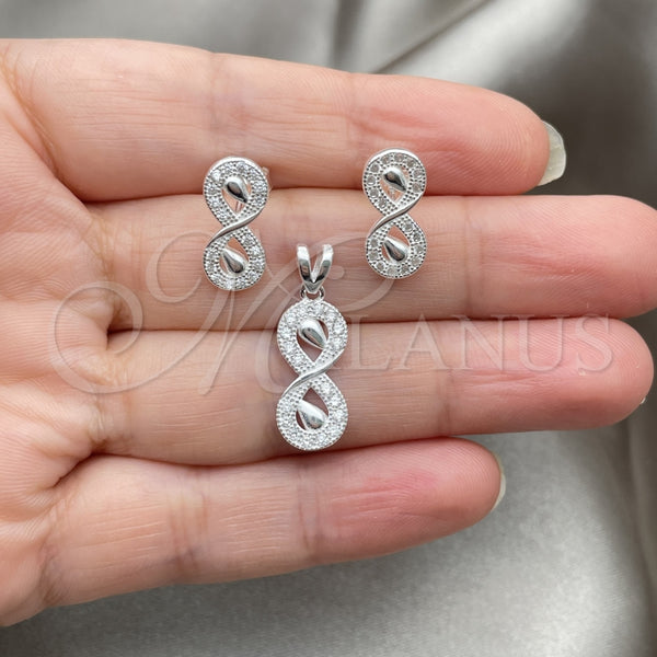 Juego de Arete y Dije de Adulto 10.398.0008 Plata Rodinada, Pulido, Tono Plateado