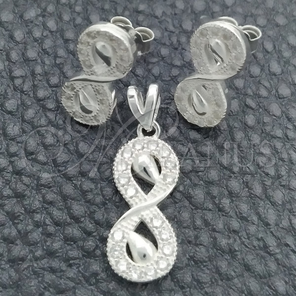 Juego de Arete y Dije de Adulto 10.398.0008 Plata Rodinada, Pulido, Tono Plateado