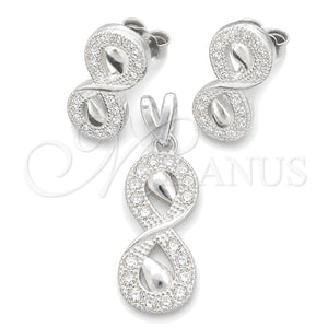 Juego de Arete y Dije de Adulto 10.398.0008 Plata Rodinada, Pulido, Tono Plateado