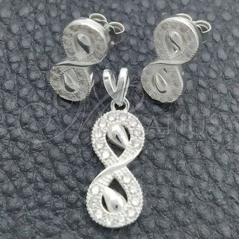Juego de Arete y Dije de Adulto 10.398.0008 Plata Rodinada, Pulido, Tono Plateado
