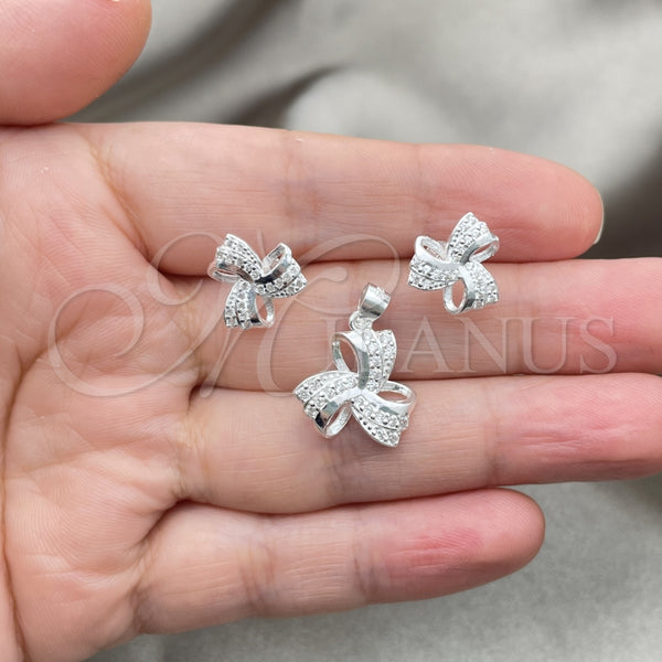 Juego de Arete y Dije de Adulto 10.398.0009 Plata Rodinada, Pulido, Tono Plateado