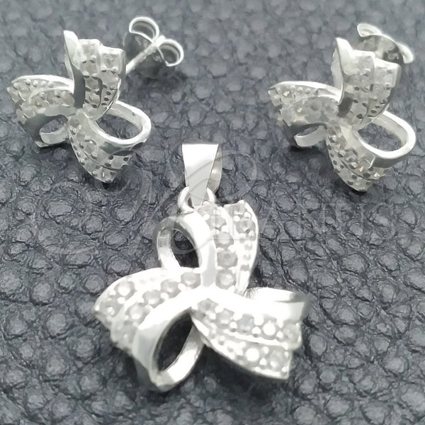 Juego de Arete y Dije de Adulto 10.398.0009 Plata Rodinada, Pulido, Tono Plateado