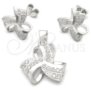 Juego de Arete y Dije de Adulto 10.398.0009 Plata Rodinada, Pulido, Tono Plateado