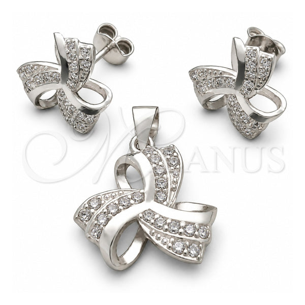 Juego de Arete y Dije de Adulto 10.398.0009 Plata Rodinada, Pulido, Tono Plateado
