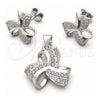 Juego de Arete y Dije de Adulto 10.398.0009 Plata Rodinada, Pulido, Tono Plateado