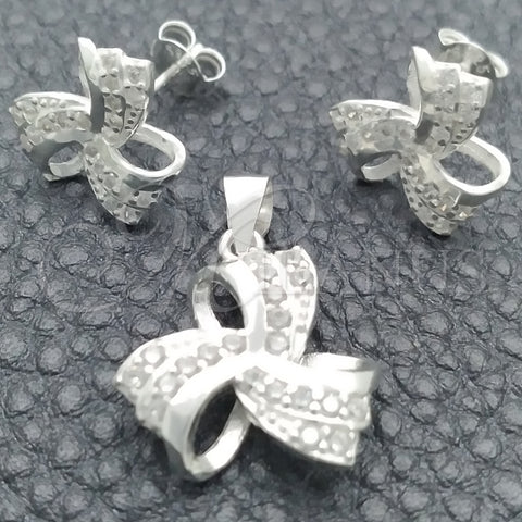 Juego de Arete y Dije de Adulto 10.398.0009 Plata Rodinada, Pulido, Tono Plateado