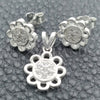 Juego de Arete y Dije de Adulto 10.398.0011 Plata Rodinada, Diseño de Flor, Pulido, Tono Plateado