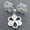 Juego de Arete y Dije de Adulto 10.398.0012 Plata Rodinada, Diseño de Flor, Pulido, Tono Plateado