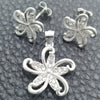 Juego de Arete y Dije de Adulto 10.398.0013 Plata Rodinada, Diseño de Flor, Pulido, Tono Plateado