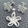Juego de Arete y Dije de Adulto 10.398.0013 Plata Rodinada, Diseño de Flor, Pulido, Tono Plateado
