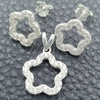 Juego de Arete y Dije de Adulto 10.398.0016 Plata Rodinada, Diseño de Flor, Pulido, Tono Plateado