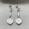 Arete Colgante 02.391.0004 Plata Rodinada, Diseño de Corazón, con Opal Blanca, Pulido, Tono Plateado