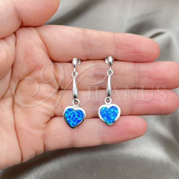 Arete Colgante 02.391.0004.1 Plata Rodinada, Diseño de Corazón, con Opal Bermuda Blue, Pulido, Tono Plateado