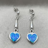 Arete Colgante 02.391.0004.1 Plata Rodinada, Diseño de Corazón, con Opal Bermuda Blue, Pulido, Tono Plateado