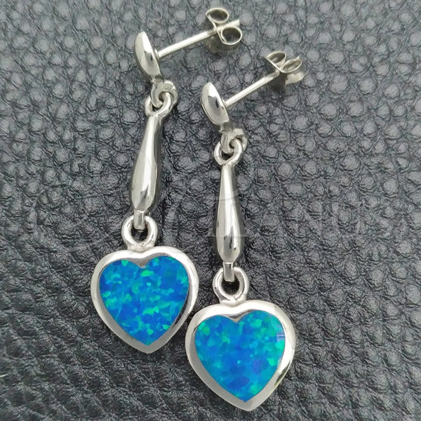 Arete Colgante 02.391.0004.1 Plata Rodinada, Diseño de Corazón, con Opal Bermuda Blue, Pulido, Tono Plateado