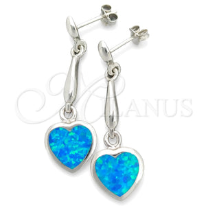 Arete Colgante 02.391.0004.1 Plata Rodinada, Diseño de Corazón, con Opal Bermuda Blue, Pulido, Tono Plateado