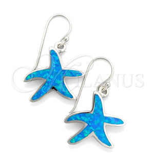 Arete Colgante 02.391.0005 Plata Rodinada, Diseño de Estrella, con Opal Bermuda Blue, Pulido, Tono Plateado