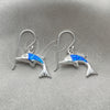 Arete Colgante 02.391.0007 Plata Rodinada, Diseño de Delfín, con Opal Bermuda Blue, Pulido, Tono Plateado
