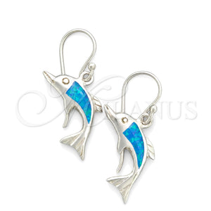 Arete Colgante 02.391.0007 Plata Rodinada, Diseño de Delfín, con Opal Bermuda Blue, Pulido, Tono Plateado