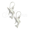 Arete Colgante 02.391.0007.1 Plata Rodinada, Diseño de Delfín, con Opal Bermuda Blue, Pulido, Tono Plateado