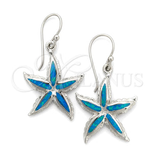 Arete Colgante 02.391.0009 Plata Rodinada, Diseño de Estrella, con Opal Bermuda Blue, Pulido, Tono Plateado