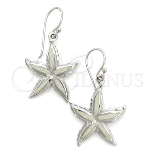 Arete Colgante 02.391.0009.1 Plata Rodinada, Diseño de Estrella, con Opal Blanca, Pulido, Tono Plateado