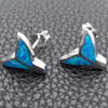 Arete Dormilona 02.391.0011 Plata Rodinada, Diseño de Pescado, con Opal Bermuda Blue, Pulido, Tono Plateado
