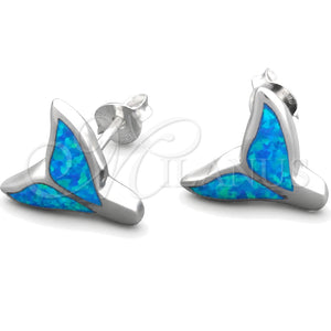 Arete Dormilona 02.391.0011 Plata Rodinada, Diseño de Pescado, con Opal Bermuda Blue, Pulido, Tono Plateado