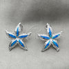 Arete Dormilona 02.391.0012 Plata Rodinada, Diseño de Estrella, con Opal Bermuda Blue, Pulido, Tono Plateado