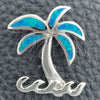Dije Elegante 05.391.0004 Plata Rodinada, Diseño de Palmera, con Opal Bermuda Blue, Pulido, Tono Plateado