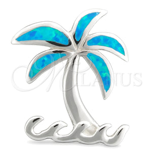 Dije Elegante 05.391.0004 Plata Rodinada, Diseño de Palmera, con Opal Bermuda Blue, Pulido, Tono Plateado