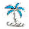 Dije Elegante 05.391.0004 Plata Rodinada, Diseño de Palmera, con Opal Bermuda Blue, Pulido, Tono Plateado