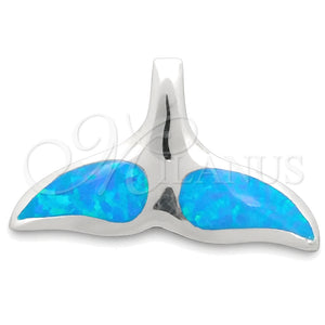 Dije Elegante 05.391.0005 Plata Rodinada, Diseño de Pescado, con Opal Bermuda Blue, Pulido, Tono Plateado