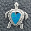 Dije Elegante 05.391.0006 Plata Rodinada, Diseño de Tortuga, con Opal Bermuda Blue, Pulido, Tono Plateado