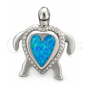 Dije Elegante 05.391.0006 Plata Rodinada, Diseño de Tortuga, con Opal Bermuda Blue, Pulido, Tono Plateado