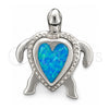 Dije Elegante 05.391.0006 Plata Rodinada, Diseño de Tortuga, con Opal Bermuda Blue, Pulido, Tono Plateado